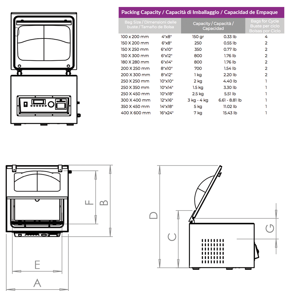 Envasadora Campana Línea Professional Modelo Mistral